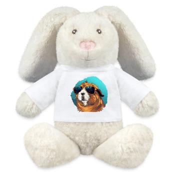 Lässiges Meerschweinchen mit Sonnenbrille - MiniFeet® RecycelHase® Creme - Weiß - Vorne