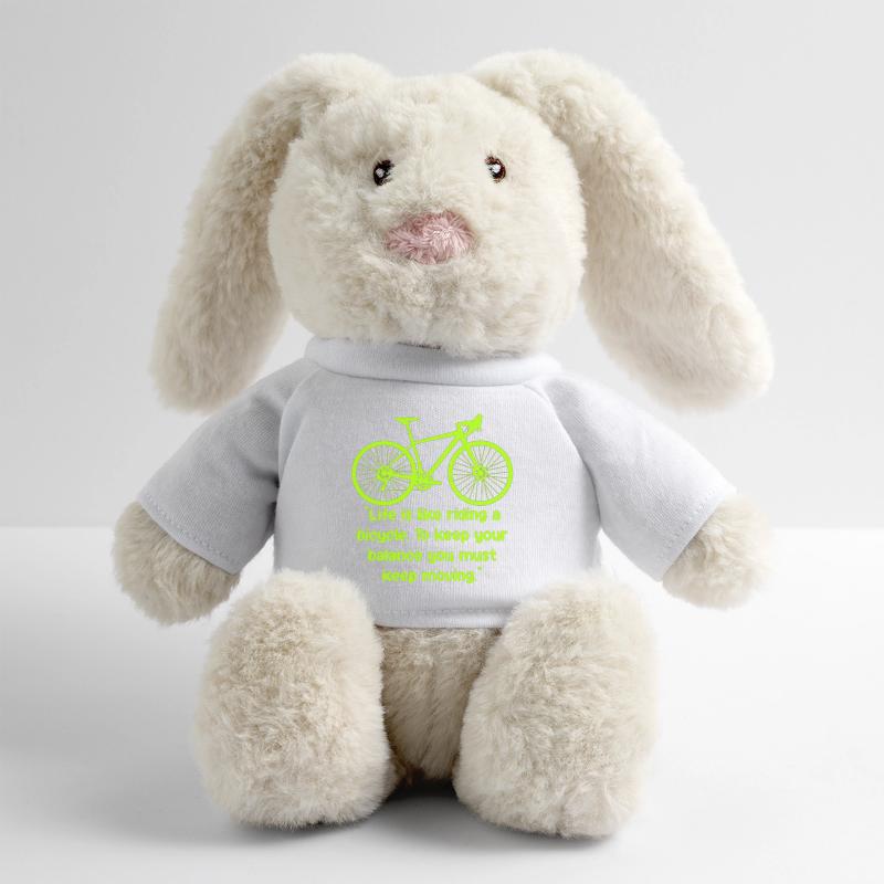 Équilibre du vélo Texte néon Lapin en peluche recyclé MiniFeet® Crème