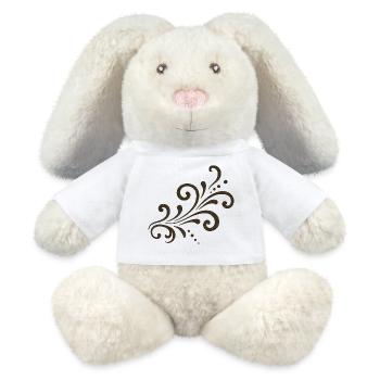 Braune Ornamentblüte Swirl - MiniFeet® RecycelHase® Creme - Weiß - Vorne