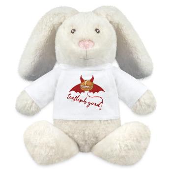 Devilishly cool Bavarian Leberkäs design - MiniFeet® RecycelHase® Bunny Cream - white - Front