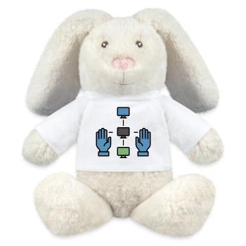 Réseau décentralisé | Symbole P2P de la blockchain - Lapin en peluche recyclé MiniFeet® Crème - blanc - Devant