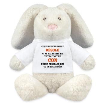 CON - Lapin en peluche recyclé MiniFeet® Crème - blanc - Devant