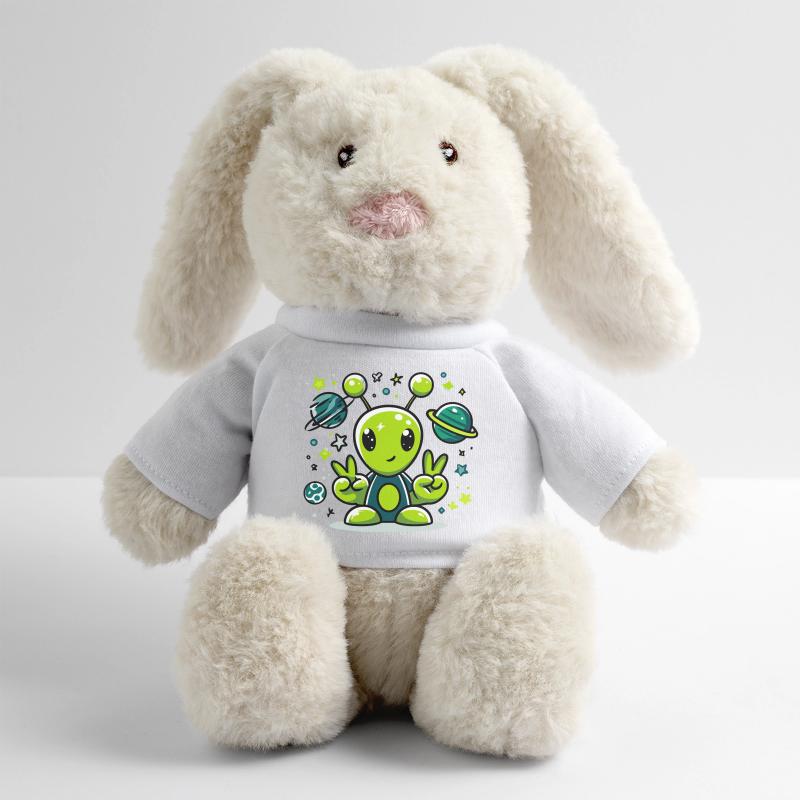 Extraterrestre vert dans l’espace Lapin en peluche recyclé MiniFeet® Crème