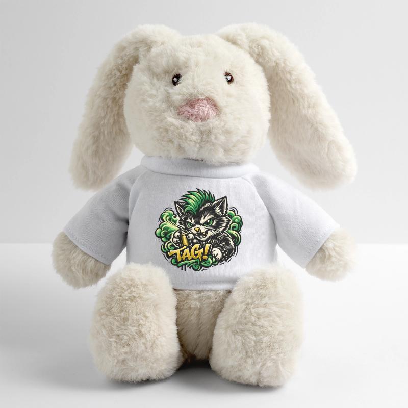 Graffiti agressif de chat Lapin en peluche recyclé MiniFeet® Crème