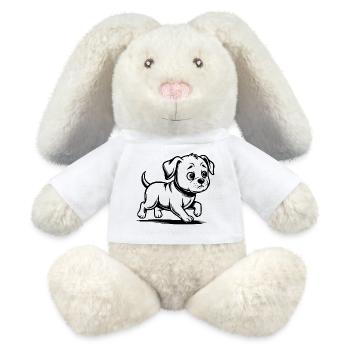 Promenade de chiot en course - Lapin en peluche recyclé MiniFeet® Crème - blanc - Devant