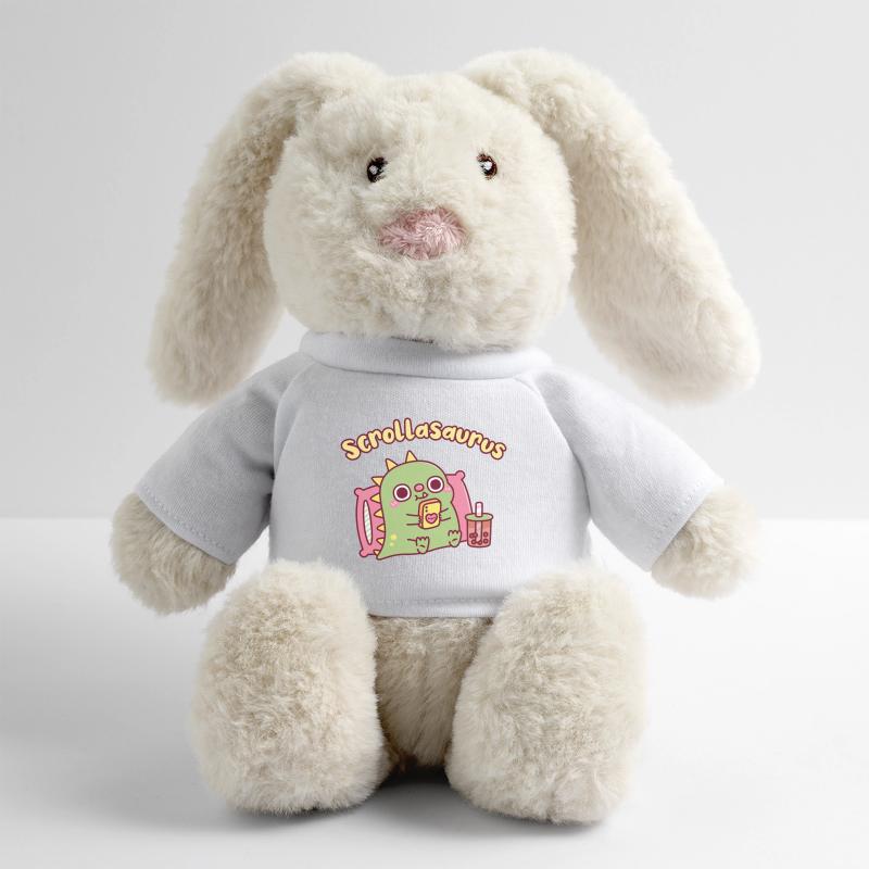 Niedlicher Scrollasaurus-Dinosaurier scrollt auf dem Handy MiniFeet® RecycelHase® Creme