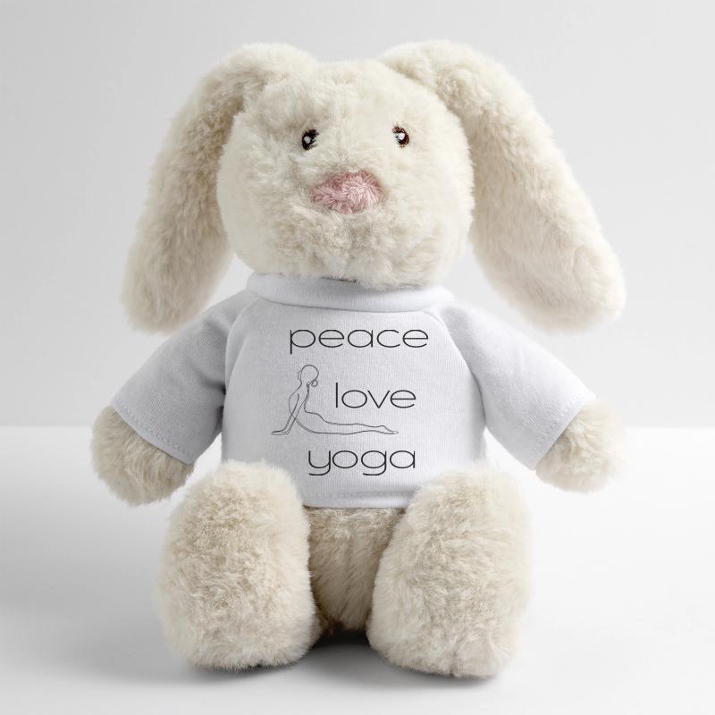 Paix - Amour - Yoga avec posture de conception de lignes Lapin en peluche recyclé MiniFeet® Crème