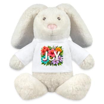 Tropical JOY - Floral Summer Hibiscus Typography - MiniFeet® RecycelHase® Bunny Cream - white - Front