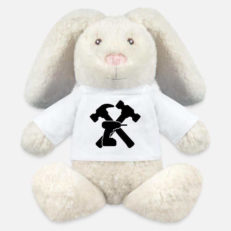 Werkzeug Hämmer Bohrer Silhouette - MiniFeet® RecycelHase® Creme - Weiß