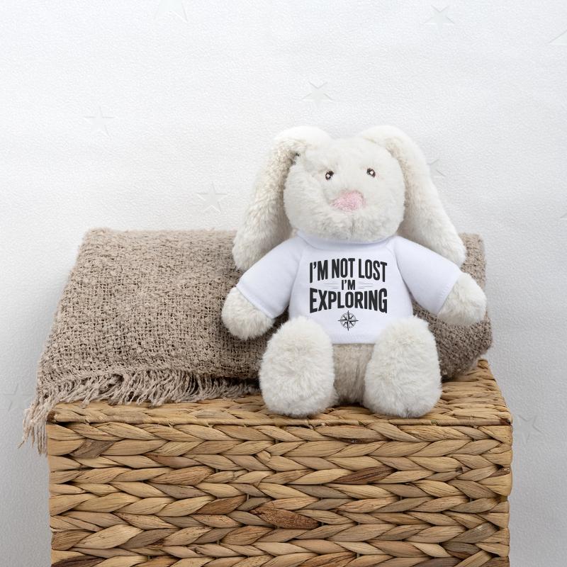 Je ne suis pas perdu, j’explore Lapin en peluche recyclé MiniFeet® Crème