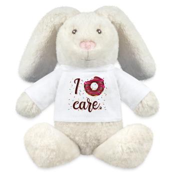 Glasierte Donut Abbildung mit Inschrift - MiniFeet® RecycelHase® Creme - Weiß - Vorne