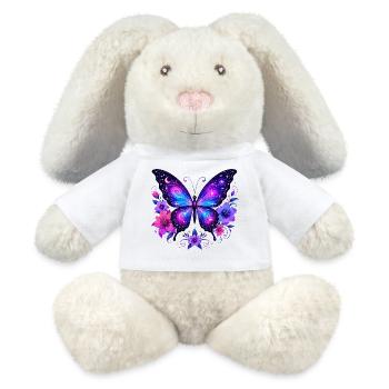 Galaxy Butterfly Flowers - MiniFeet® RecycelHase® Bunny Cream - white - Front