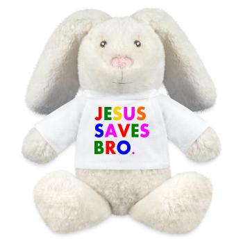 Jesus saves bro - MiniFeet® RecycelHase® Creme - Weiß - Vorne