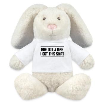 Sie Got A Ring Ich Hab Dieses Shirt | Verlobungsfeier - MiniFeet® RecycelHase® Creme - Weiß - Vorne