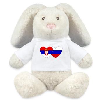 Serbie Russie Drapeau Cœur - Lapin en peluche recyclé MiniFeet® Crème - blanc - Devant