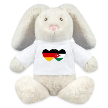 Deutschland Jordanien Flagge Herz breit - MiniFeet® RecycelHase® Creme - Weiß - Vorne