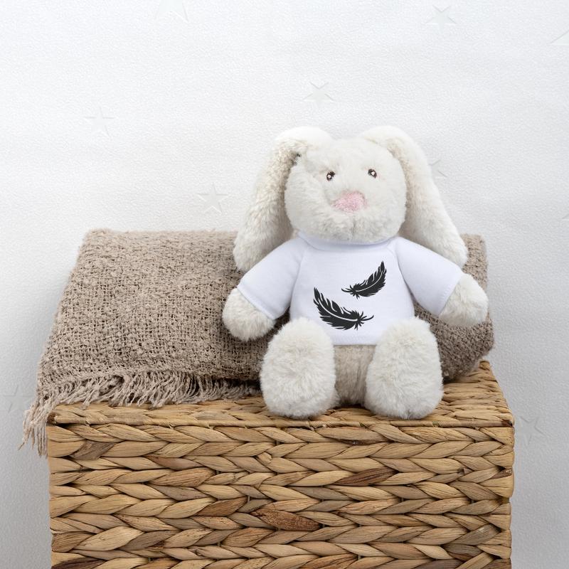Zwei fliegende Federn MiniFeet® RecycelHase® Creme
