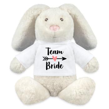 Team Bride heart cupid arrow hen party - MiniFeet® RecycelHase® Bunny Cream - white - Front