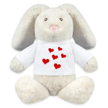 Cœurs épars - Lapin en peluche recyclé MiniFeet® Crème - blanc - Devant