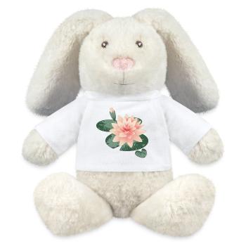 Fleur de nénuphars avec bourgeon dans l’étang de nénuphars - Lapin en peluche recyclé MiniFeet® Crème - blanc - Devant