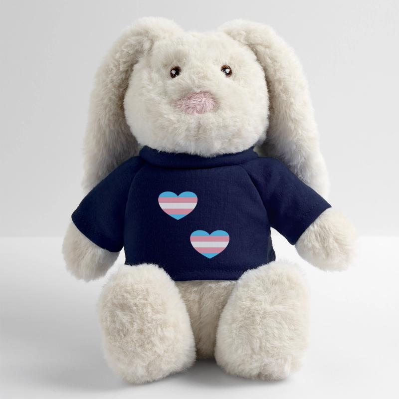 Coeurs de drapeau trans Lapin en peluche recyclé MiniFeet® Crème