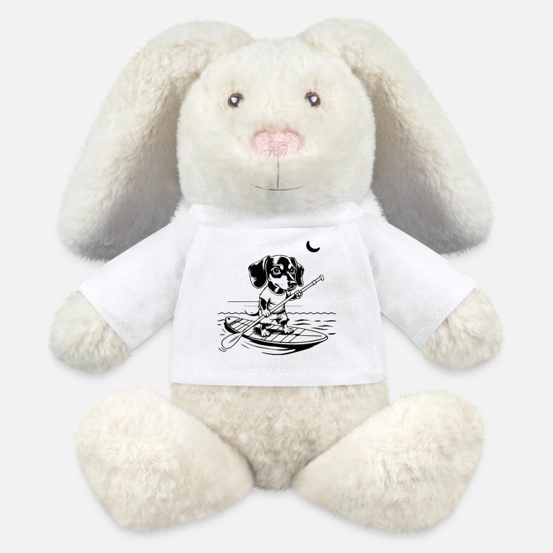 SUP SURF - Lapin en peluche recyclé MiniFeet® Crème - blanc