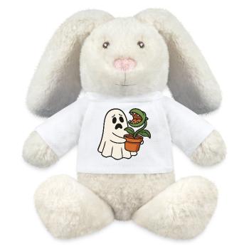 Süßes Gespenst mit fleischfressender Pflanze - MiniFeet® RecycelHase® Creme - Weiß - Vorne
