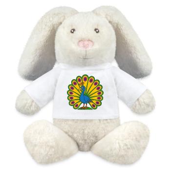 Vivid Peacock Fan - MiniFeet® RecycelHase® Bunny Cream - white - Front