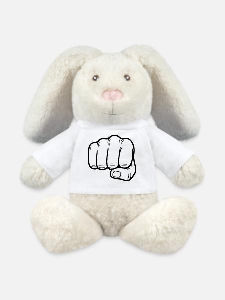 Faust Handzeichen – Fist Symbol - MiniFeet® RecycelHase® Creme - Weiß