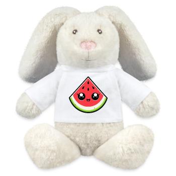 Kawaii Wassermelone Lächelnde Scheibe - MiniFeet® RecycelHase® Creme - Weiß - Vorne