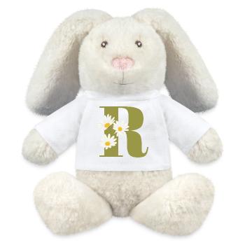 Letter r green daisies - MiniFeet® RecycelHase® Bunny Cream - white - Front