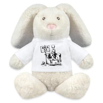 Lustige Area 51 Alien UFO Reitkuh - MiniFeet® RecycelHase® Creme - Weiß - Vorne