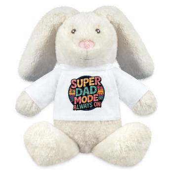 Super Mode Papa Toujours Activé - Lapin en peluche recyclé MiniFeet® Crème - blanc - Devant