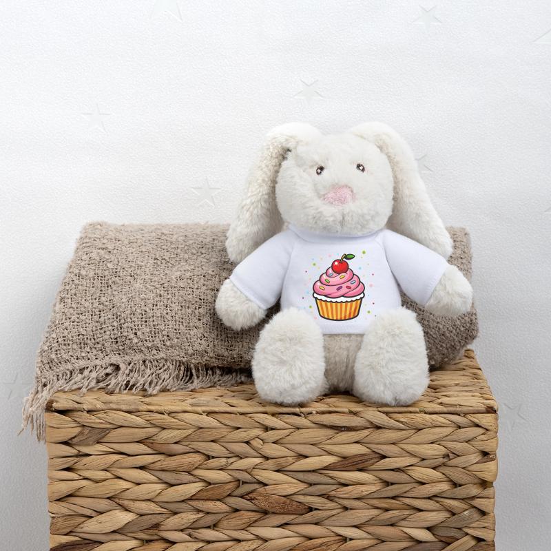 Bunter Cupcake mit Kirsche im Cartoon Stil MiniFeet® RecycelHase® Creme