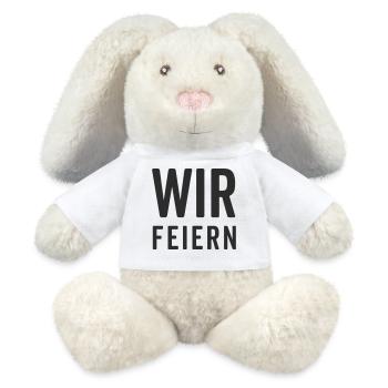 We Celebrate – Party Motif - MiniFeet® RecycelHase® Bunny Cream - white - Front