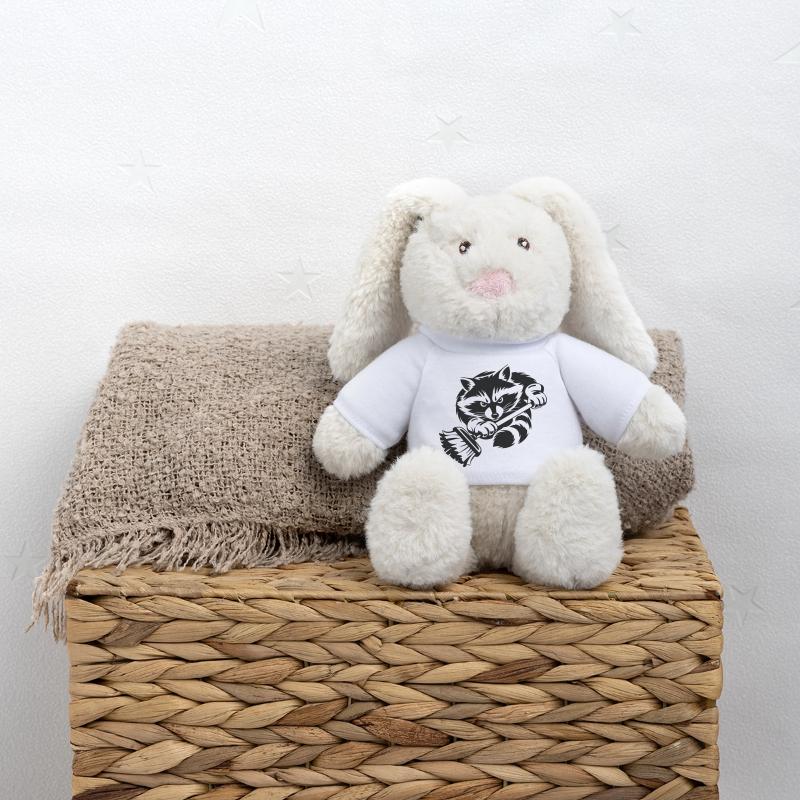 Waschbär mit Wischmopp – Putzprofi MiniFeet® RecycelHase® Creme