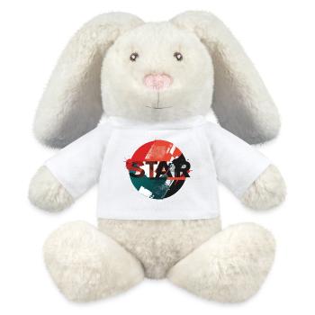 Star Grunge Circle Design - MiniFeet® RecycelHase® Bunny Cream - white - Front