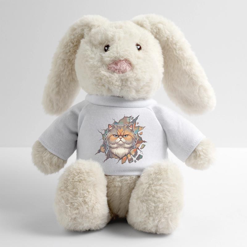 Angry kitty breaks through wall MiniFeet® RecycelHase® Bunny Cream