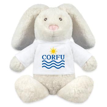 Korfu-Sonnenwellen-Logo - MiniFeet® RecycelHase® Creme - Weiß - Vorne