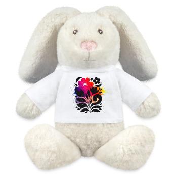 Illustration florale avec style moderne en dégradé - Lapin en peluche recyclé MiniFeet® Crème - blanc - Devant