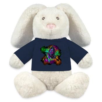 Papillon tacheté - Lapin en peluche recyclé MiniFeet® Crème - bleu marine - Devant