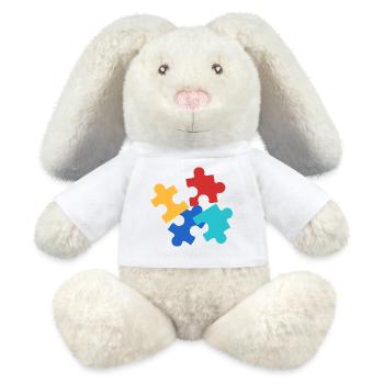 Colorful Puzzle Pieces Collage - MiniFeet® RecycelHase® Bunny Cream - white - Front