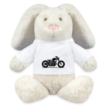 Minimalist Bobber Motorcycle Line Art Black - MiniFeet® RecycelHase® Bunny Cream - white - Front