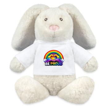 Fierté du cœur arc-en-ciel - Lapin en peluche recyclé MiniFeet® Crème - blanc - Devant