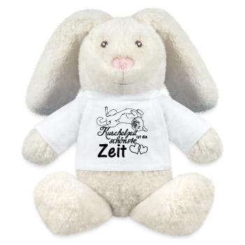 Kuschelzeit,schönste Zeit Hunde, Sprüche, Geschenk - MiniFeet® RecycelHase® Creme - Weiß - Vorne