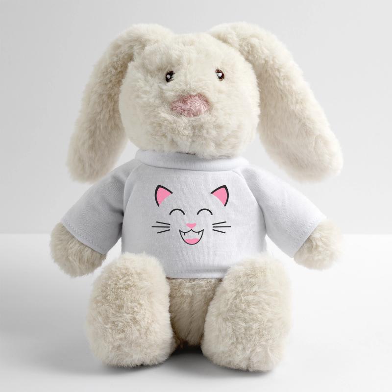 Chat chat Lapin en peluche recyclé MiniFeet® Crème