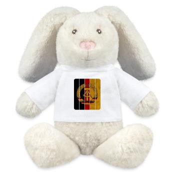 Barres de DDR dans le design vintage / cadeau ostalgie - Lapin en peluche recyclé MiniFeet® Crème - blanc - Devant