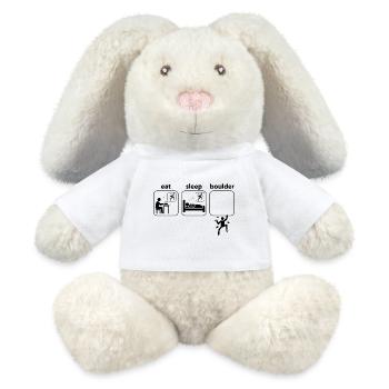 Eat Sleep Boulder Klettern Bergsteigen Spruch - MiniFeet® RecycelHase® Creme - Weiß - Vorne