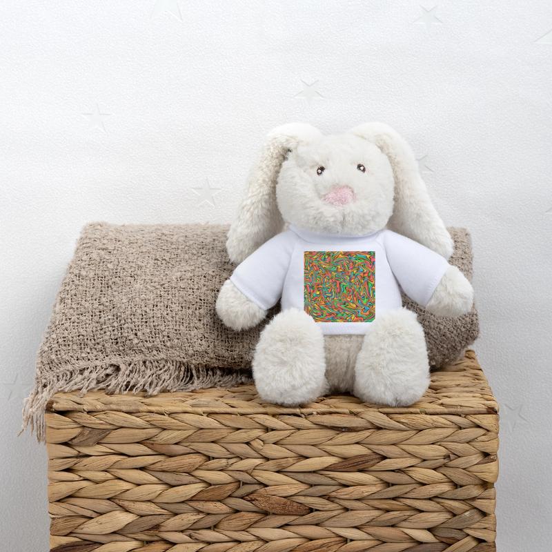 conception d’affiche colorée texture vibrante couleurs Lapin en peluche recyclé MiniFeet® Crème