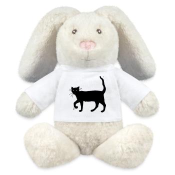 Black cat - MiniFeet® RecycelHase® Bunny Cream - white - Front